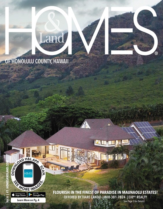 H&L Homes magazine cover featuring an aerial view of a luxury residence beneath a mountain ridge.