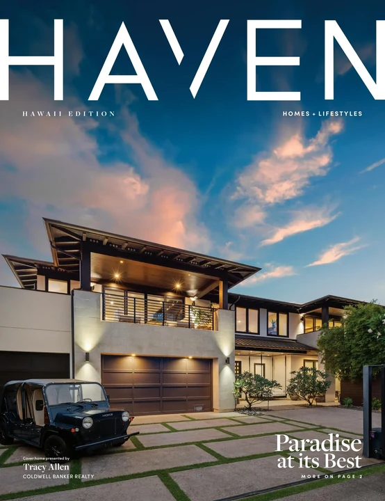 HAVEN Hawaiʻi Edition cover featuring a contemporary residence at dusk.
