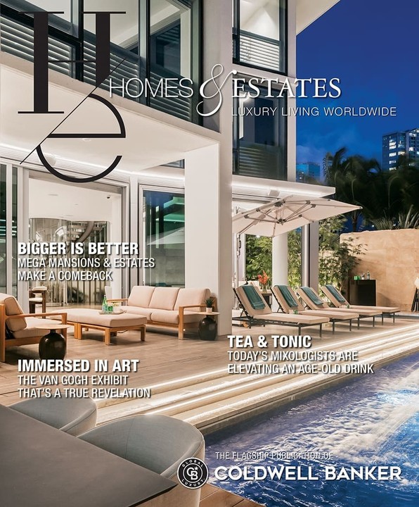 Homes & Estates magazine cover featuring modern luxury residences and interiors.